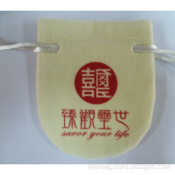 White Velvet Bag with Printed Logo